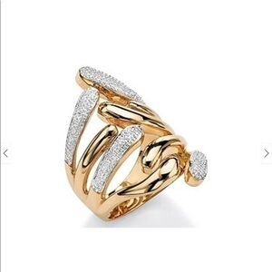 Isabella Collection Gold over Silver Pave Diamond-accent Ring